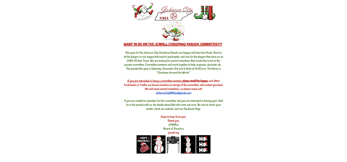 Want to be on the JC Christmas Parade Committee?