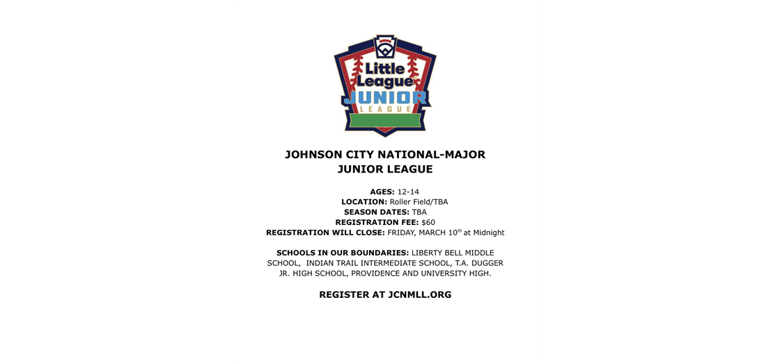 Junior League Division Registration open until March 10th. 
