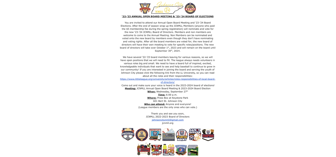 JCNMLL Annual League Members Meeting