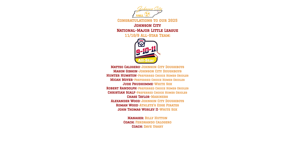 Congrats to our 2025 11/10/9 All Stars!