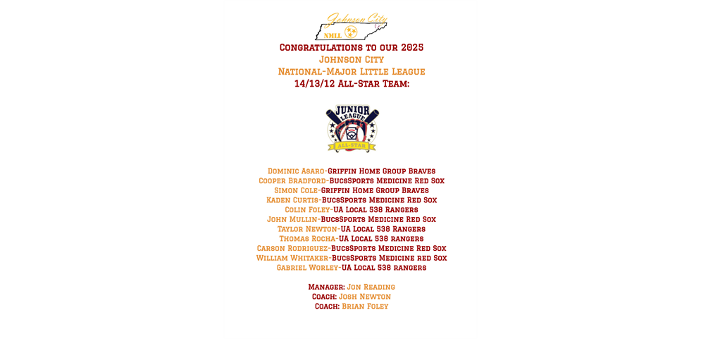 Congrats to our 2025 14/13/12 All Stars!